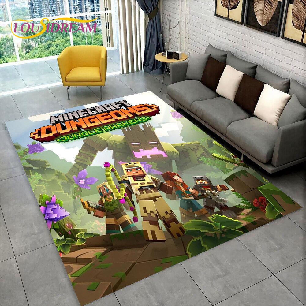 3D MC Sandbox Games Gamer Cartoon Area Rug,Carpet Rug for Living Room Bedroom Sofa Doormat Decoration,kids Non-slip Floor Mat
