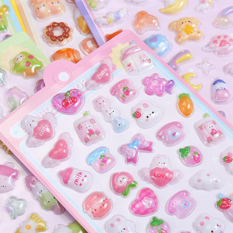 3D Embossed Japanese Cartoon Stickers for Kids' DIY Journaling & Cute Phone Case Decoration