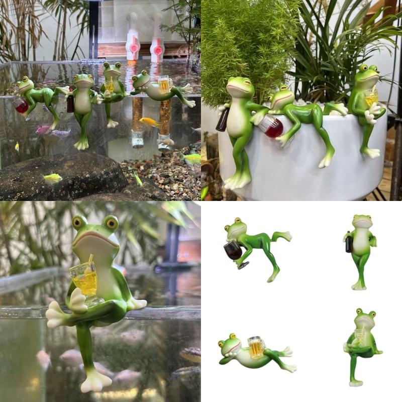 Frogs Statues Pot Huggers Decorations for Plant,Miniature Frogs Figurine Garden Decors Outdoor Plant Hangers Decors