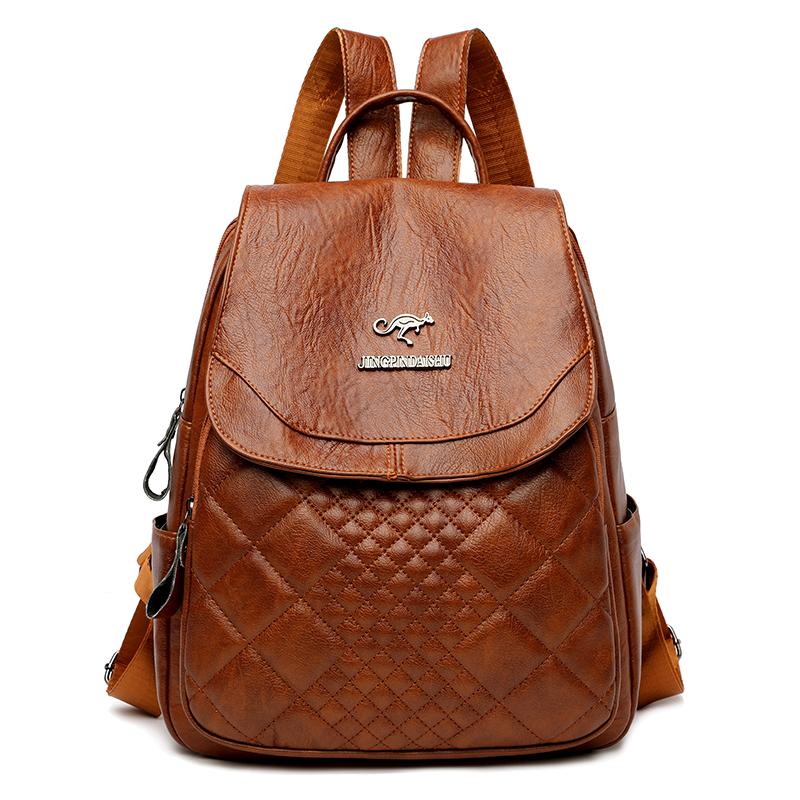 

Женский рюкзак, женский кожаный рюкзак, женские школьные сумки для девочек, дорожный рюкзак большой емкости Mochila коричневый