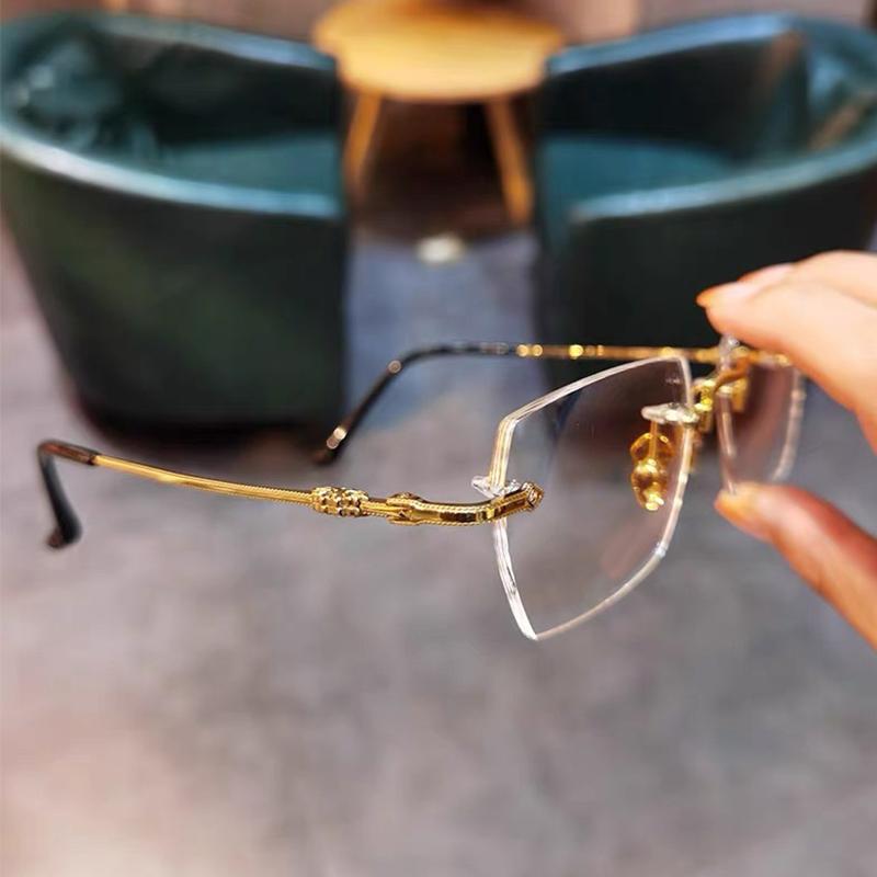 2025 New Frameless Retro Metal Frame Hd Reading Glasses Men's Anti-blue Light Elderly Reading Glasses JH265