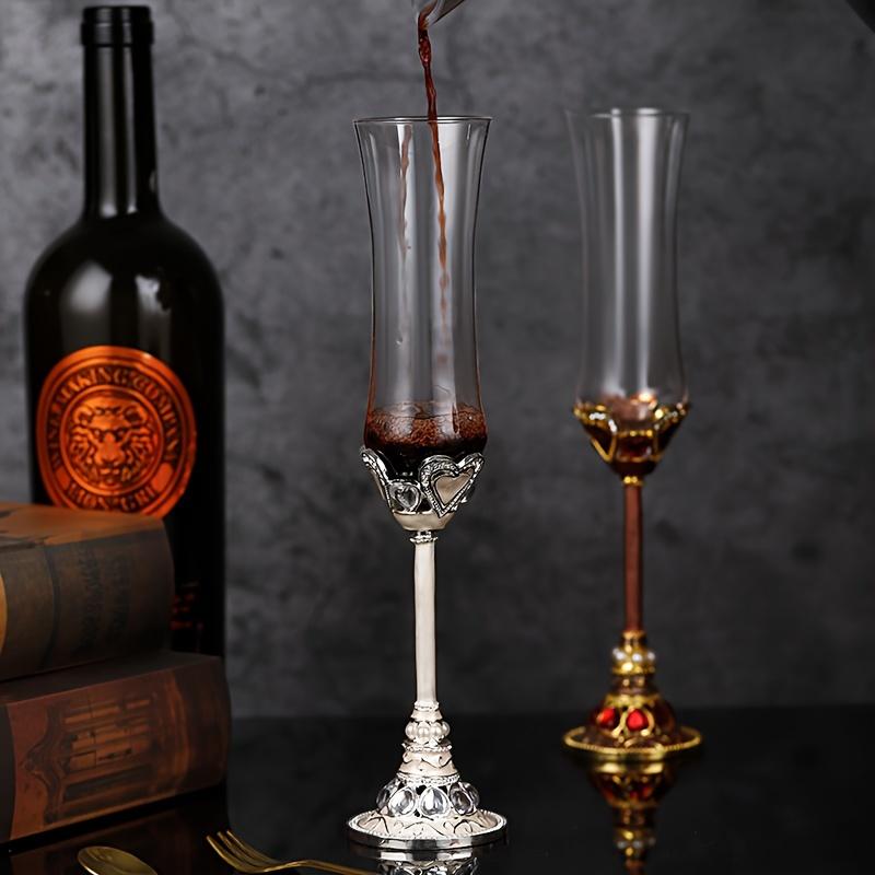 1pc Champagne Glass With Metal Stem Lead-Free Crystal Champagne Flute Premium Vintage Champagne Goblet For Bar Pub Club Restaurant And Home Use Drinkw