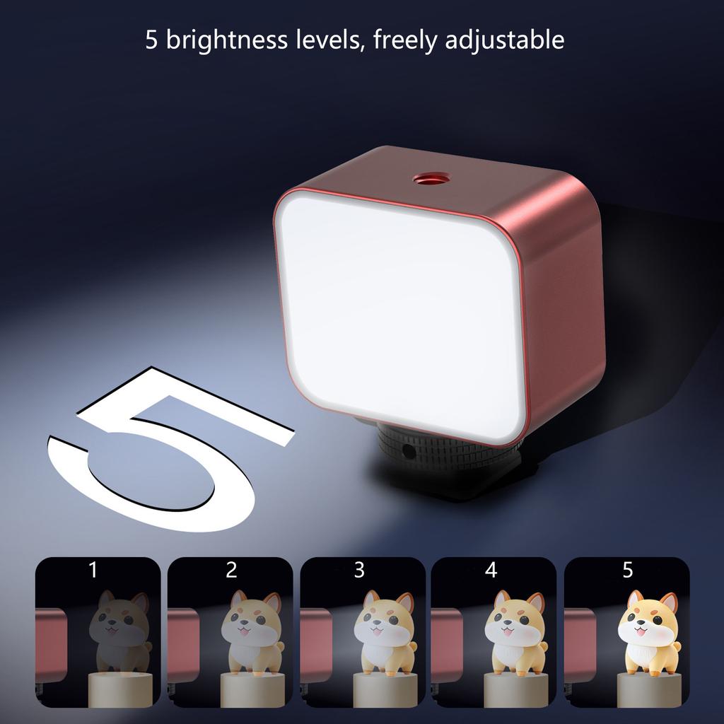 360Degrees Rotatable Mini Camera Fill Light 5Brightness Levels USB C Rechargeable Battery For Photography Videography