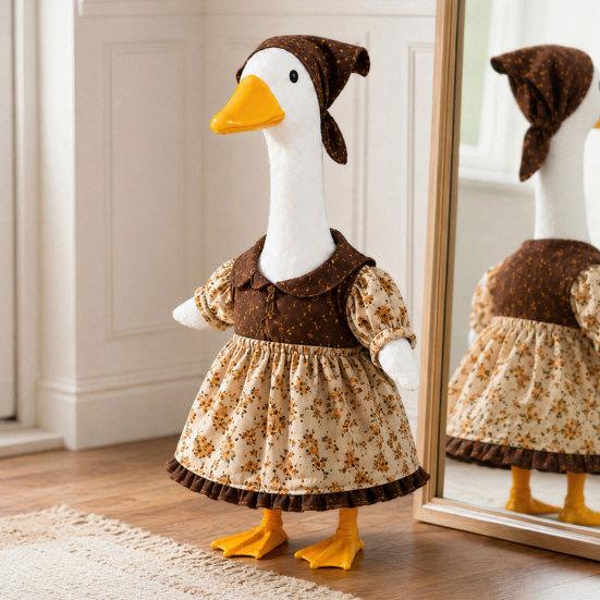 Jijijing Thanksgiving Porch Goose Outfit, Autumn Dress with Head Scarf for 23 Inch Statue, Outdoor Garden Yard Decor