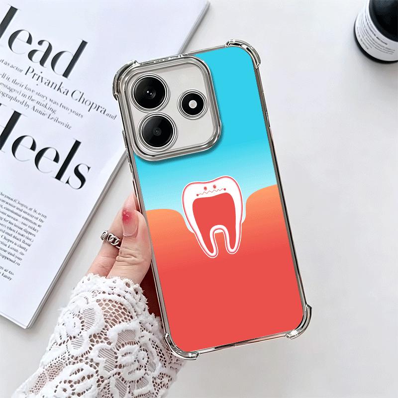 

Tooth Dentist Pattern Soft Phone Case For Xiaomi Redmi Note 14 15 Pro Plus 13 12 11S 11T 5G 10 9S 9 Plating Anti-Fall Fundas Redmi Note 15 5G