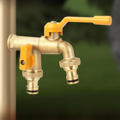 Pure Copper Outdoor Faucet for Garden/Balcony: Mop Pool Tap with Dual Outlets and Large Flow