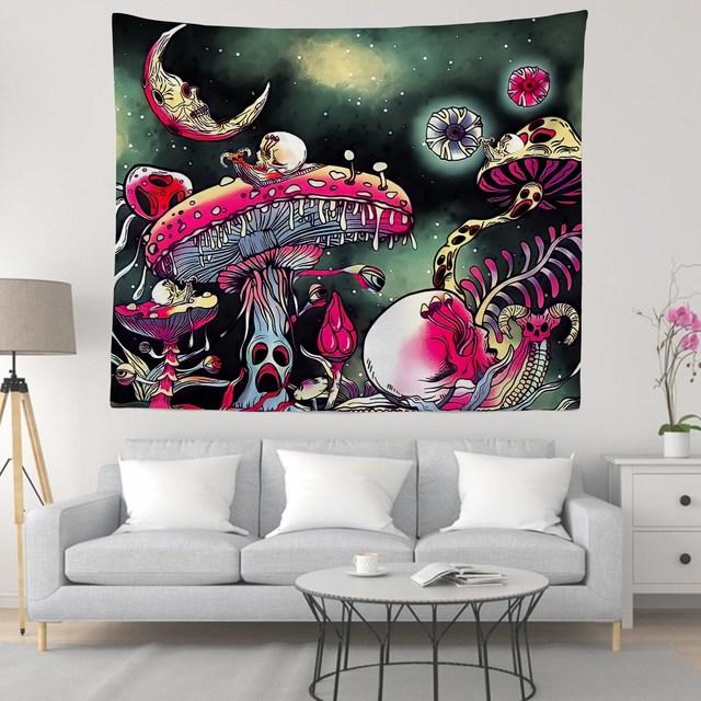 Tree Of Life Tapestry Wall Hanging Moon Phase Snake Tapestries Trippy Bohemia Hippie Mushroom Moth Floral For Living Room Bedroo