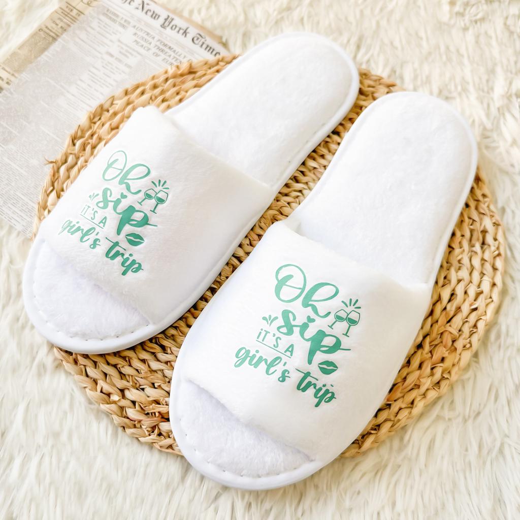 Fashion Sister Travel Disposable Slippers Girlfriends Group Slipper Theme Slippers Party Velvet Slippers Simple Logo Girls Trip