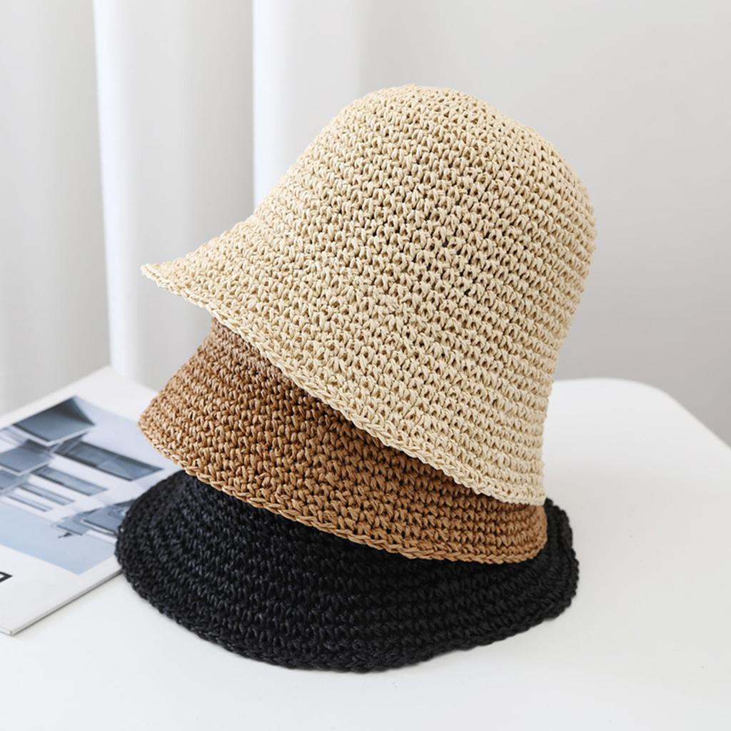 Damski Kapelusz Przeciwsłoneczny Damski Słomkowy Kapelusz z Szerokim Rondem Osłona Przeciwsłoneczna z Ochroną UV Kapelusz Bucket Hat Odpowiedni do Aktywności na Świeżym Powietrzu Podróży Kapelusze Plażowe Prezent