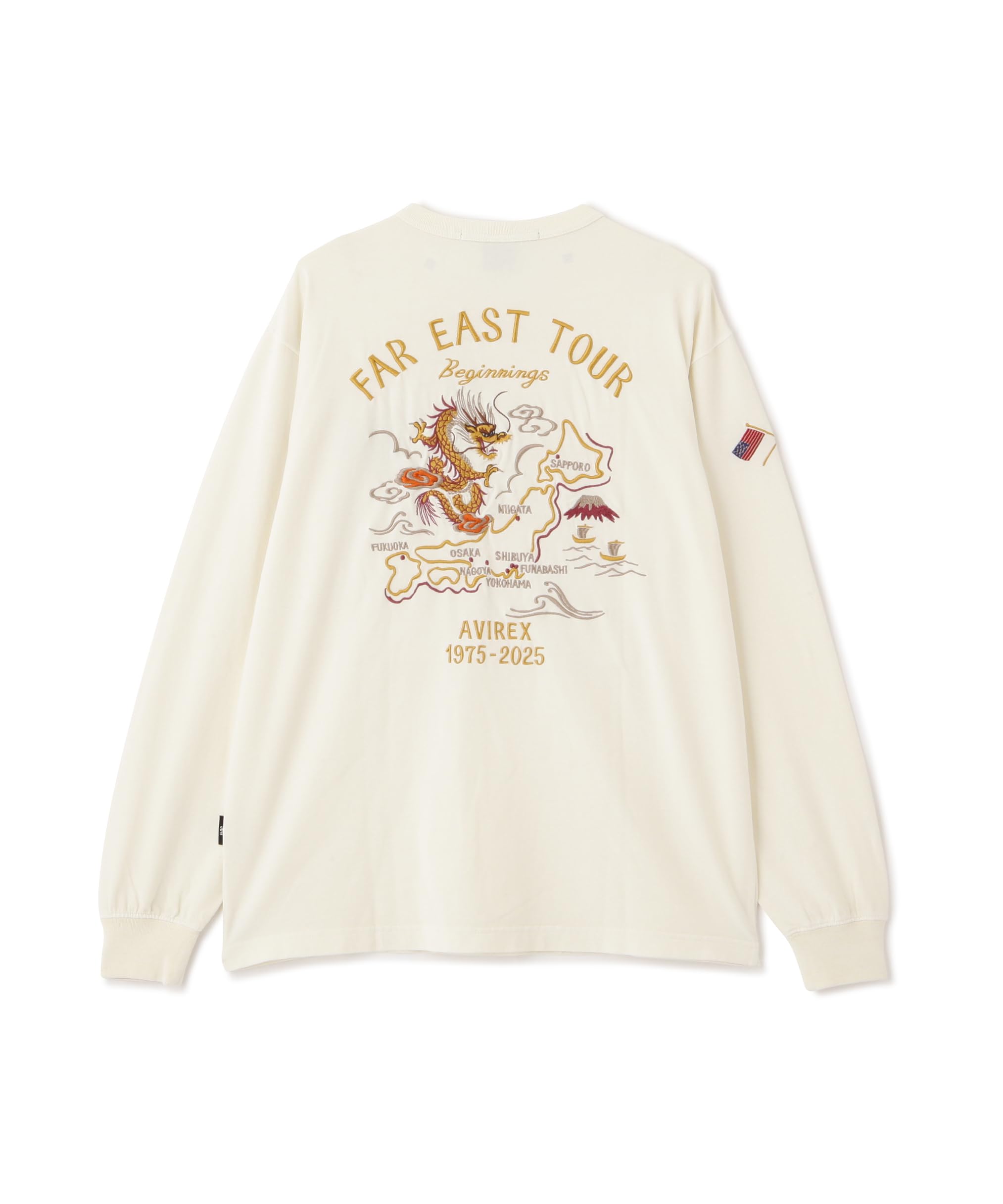

Avirex SOUVENIR COLLECTION WASHED EAST Washed Long Sleeve Size T-SHIRT FAR TOUR T-Shirt, Men s, XL, 033, Off-White, 783-5230032