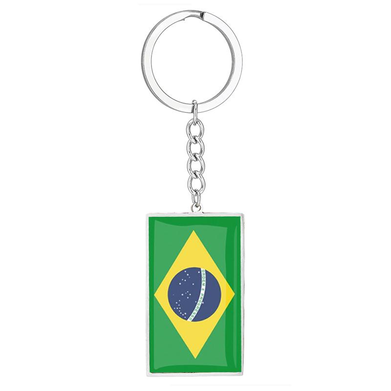 Stainless Steel Epoxy Canada Australia Flag Keychains Rectangle National Flag Pendant Car Key Chain