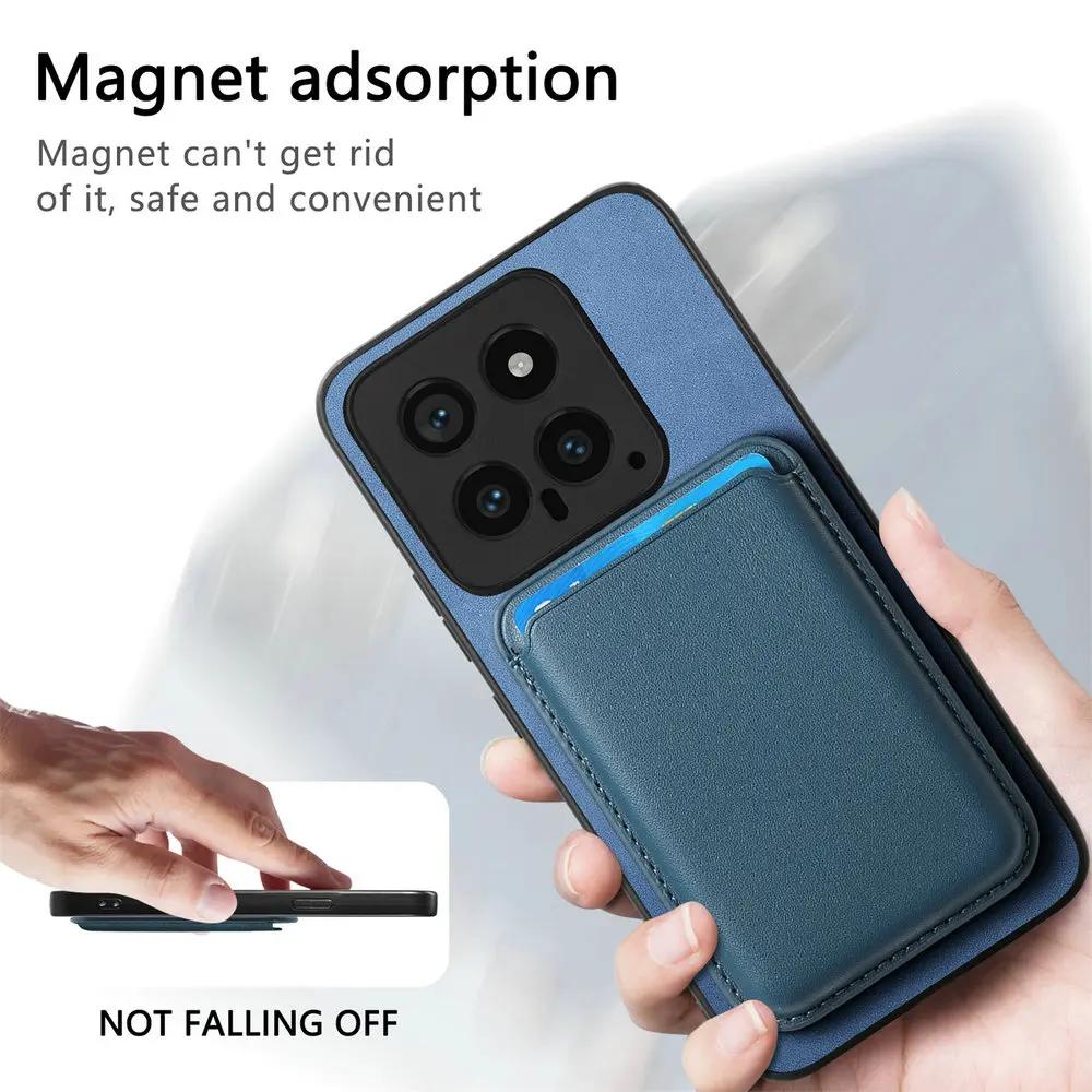 For Magsafe Magnetic Leather Case for Xiaomi 14T Pro 14 T 13T 14ultra Magnet Detachable 2 In 1 Wallet Card Pocket Cover for Mi 14Tpro 13 T Pro