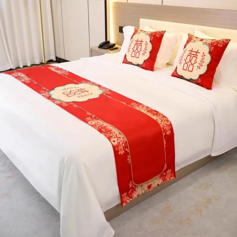 Solid color Bedspreads Bed Runner Double Layer Bed Flag Throw Bedding Single Queen King Bed Cover Towel Home Hotel Decorations