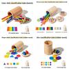 Colorful Stick Wooden Block Color Shape Classification Cylinder Toy For Sensory Training And Motor Skills Development