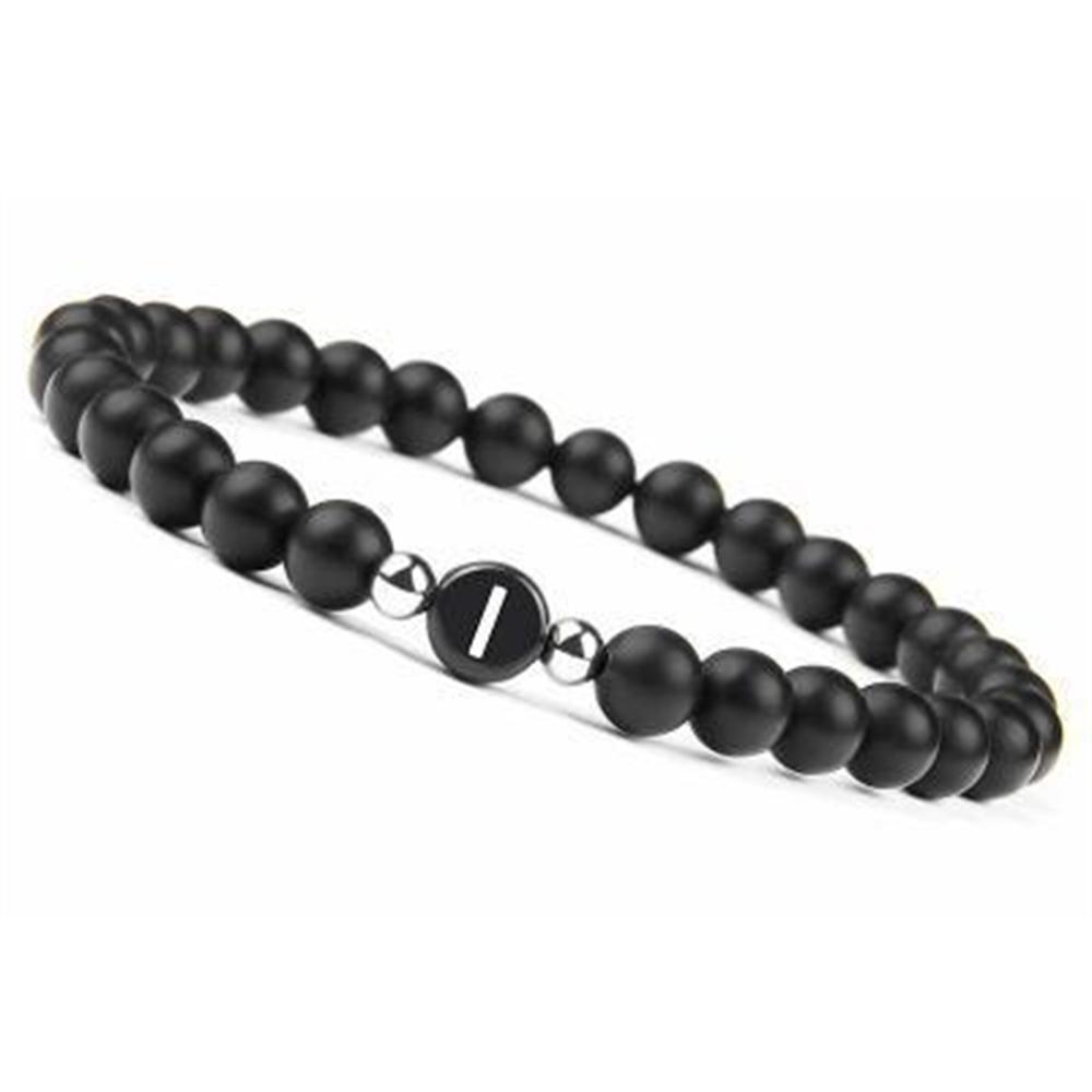 6mm 26 Písmen Náramek Unisex Černý Matný Kámen Korálkový Náramek Ručně Vyráběný DIY Náramek pro Ženy Muže Páry Dárky k Přátelství