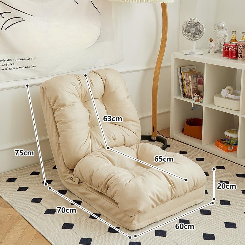 Reclining Single Lazy Sofa Chair, Bed-Like Backrest Folding Sofa for Bedroom, Balcony Tatami & Outdoor Use