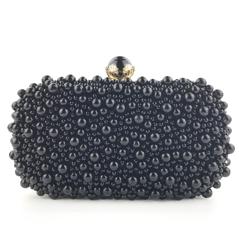 

Luxury Crystals Beaded Pearl Evening Clutch Bags Wedding Party Handbag Fashion Women White Beige Long Chain Shoulder Handbags 19.5cmX10cmX6cm
