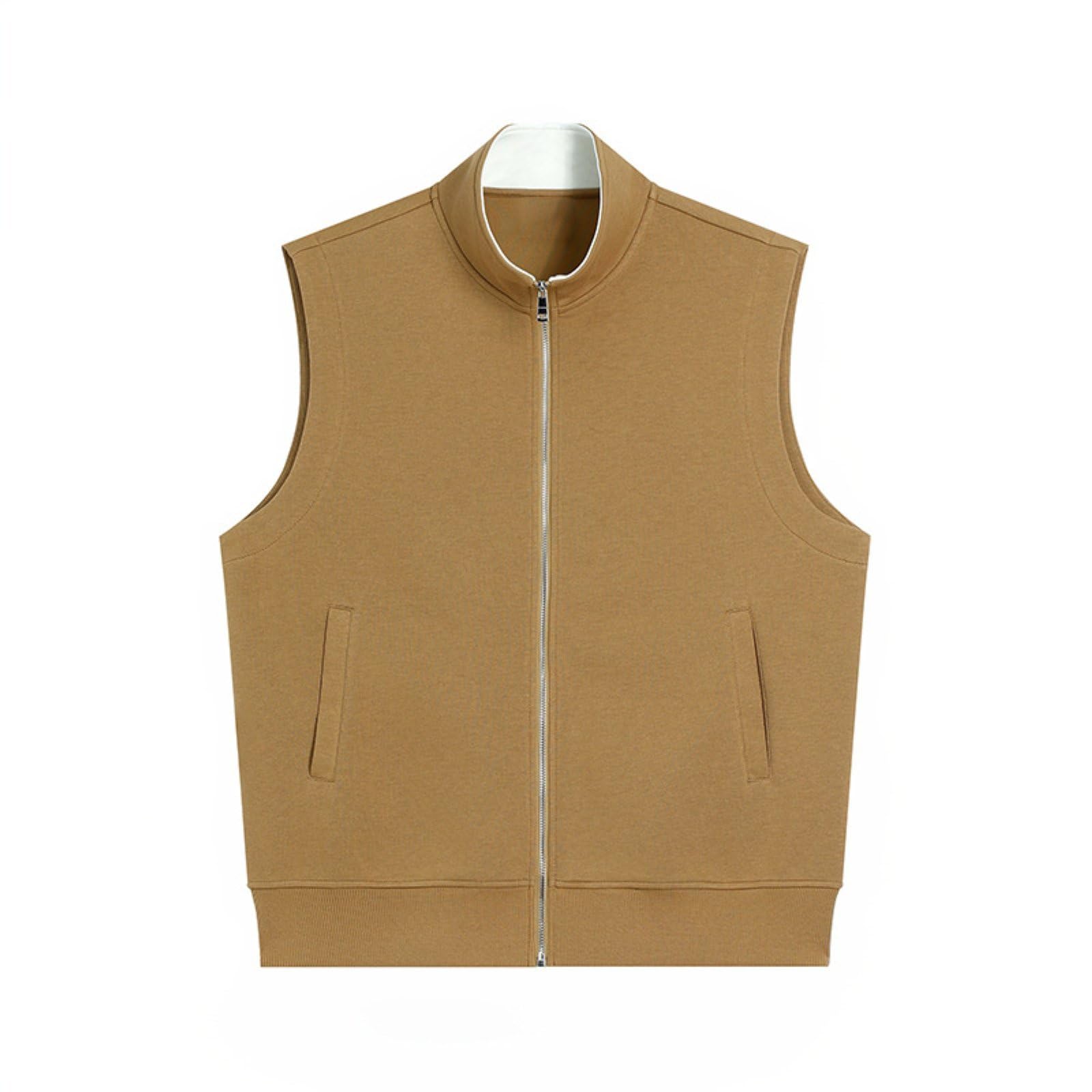 

Мужской повседневный однотонный жилет свободного кроя на молнии, без рукавов L верблюд