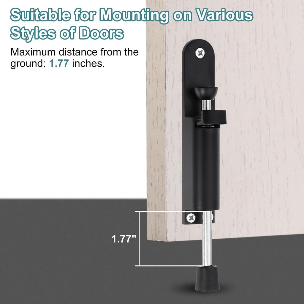 Uxcell 2er-Pack Kick-Down Türstopper, Federbelasteter teleskopischer Türstopper, Verstellbarer Türschloss-Halter für Bodenabstand, 45mm/1.77 Zoll, Schwarz