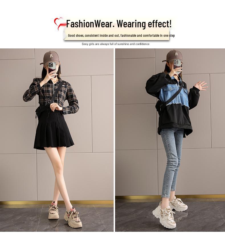 Women's 2025 Dad Shoes: New Style Spring Casual Thick-Soled Trendy Sneakers for a Slim Foot Look