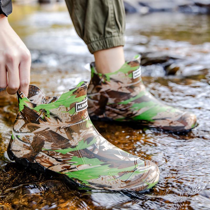 Men s Camouflage Non-slip Waterproof Rain Boots for Outdoor Wading, Hiking, and Camping 39 зелёный