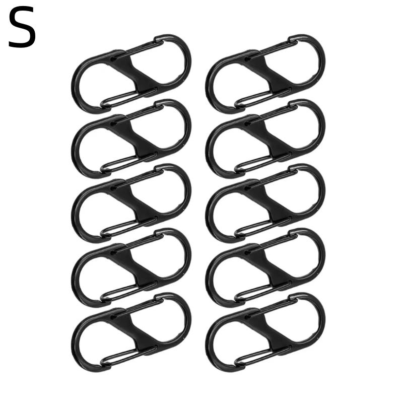 10 шт. S-образный карабин Металлические двойные крючки Карабин Брелок Маленькие пружинные зажимы для кемпинга, рыбалки, путешествий