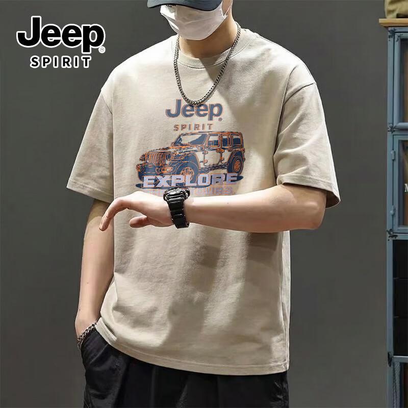 JEEP SPIRIT Men s Heavyweight Cotton Loose Fit Short-Sleeve T-Shirt 2XL