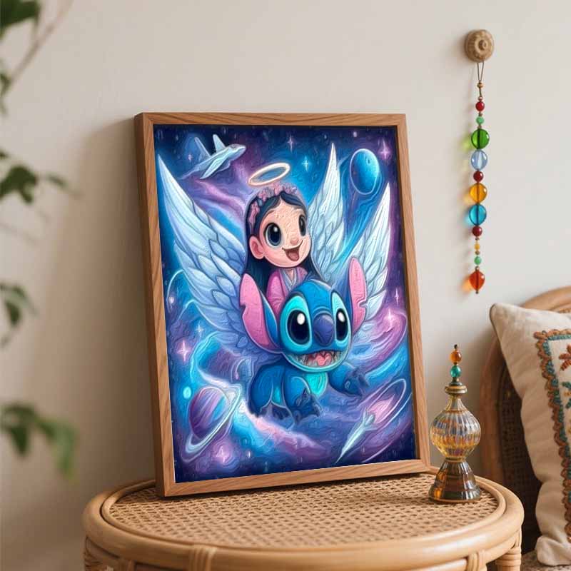 Disney Oil Paint Art Painting Kit Stitch Angel Home Wall Decor Diamond Painting