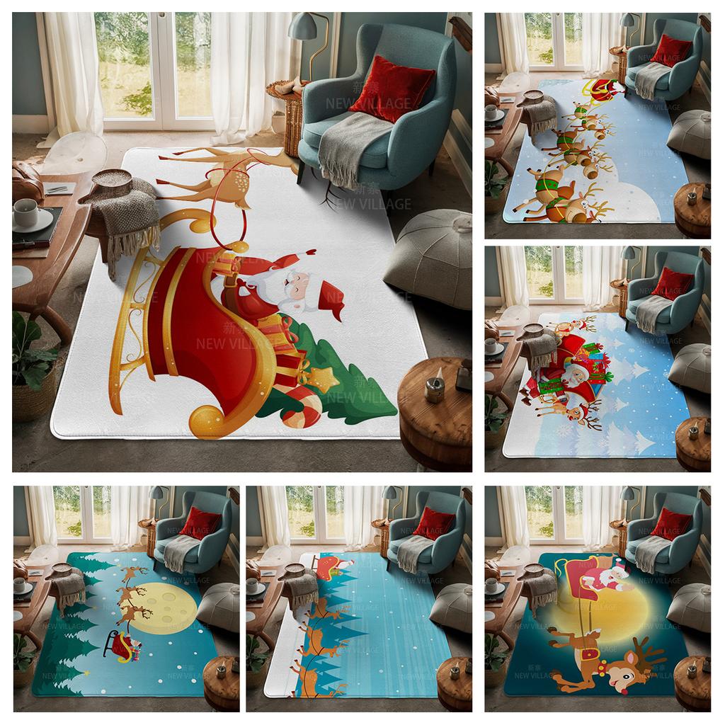 House Entrance Carpet Home Door Mat Living Room Bath Foot Bathroom Non-slip Water Absorption Rugs Bath Merry Christmas Winter