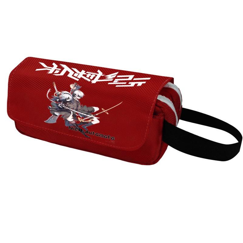 2B Anime Pencil Case Double Zipper Canvas Stationery Organizer Students School Supplies