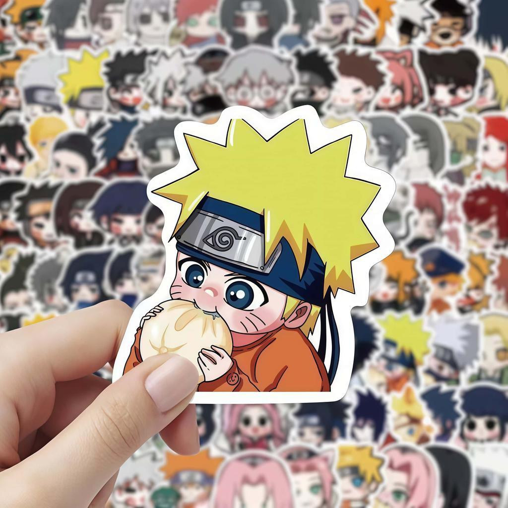 100Pcs Naruto Chibi Character Sticker Set, Cute Multi-Character Headshot Decals for Laptop, Skateboard & DIY Decor
