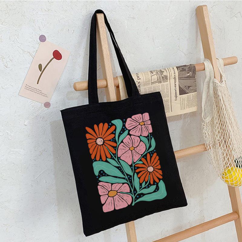 Floral Print Canvas Bag Casual Handbag Women Large Capacity