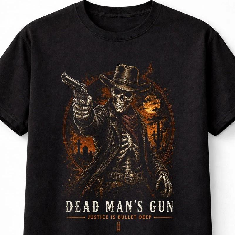 Dead Unisexs Gun Skeleton Gunslinger Western Gothic Unisex TShirt S