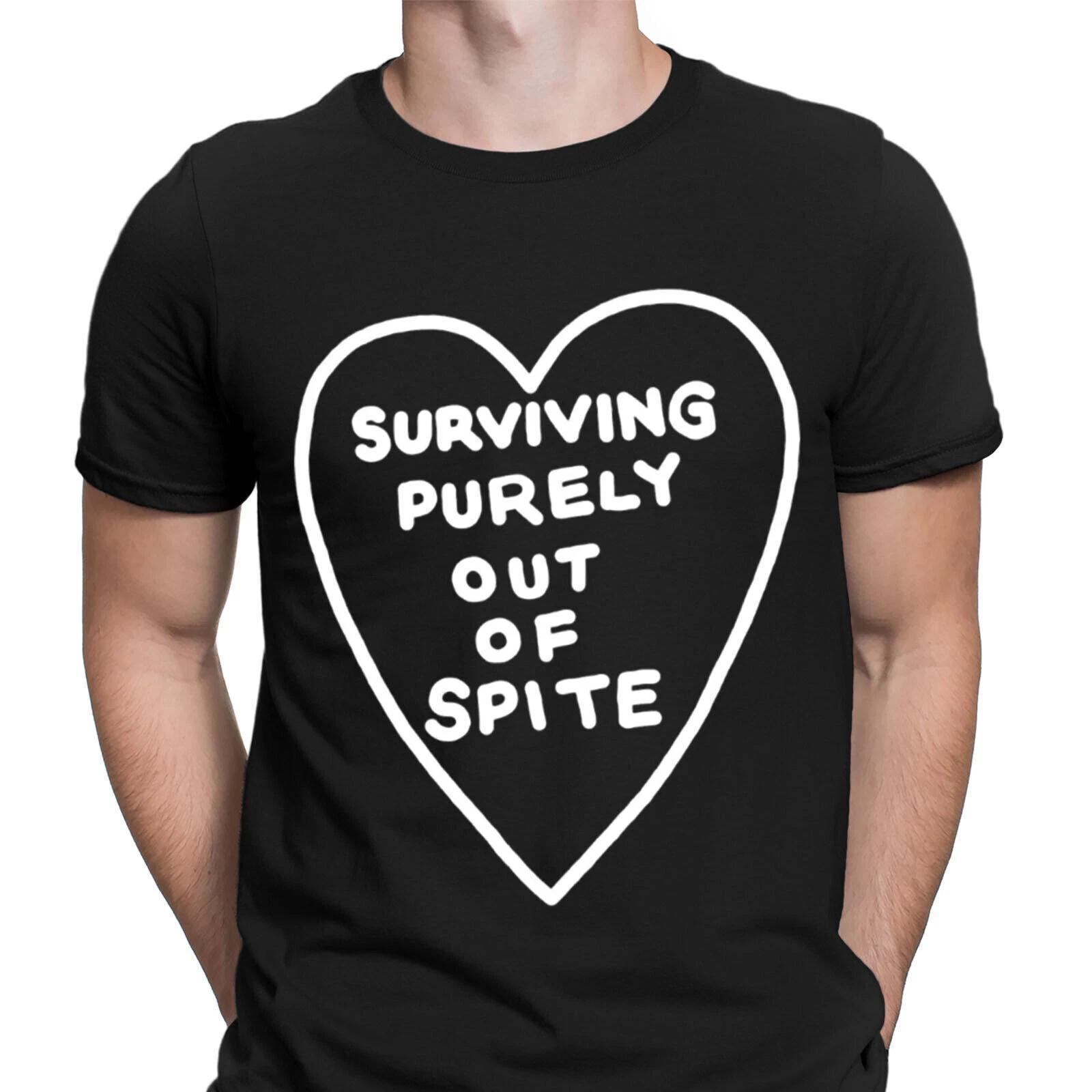 

Surviving Purely Out Of Spite Humorous Funny Joke Retro Mens T-Shirts Top #D6 M