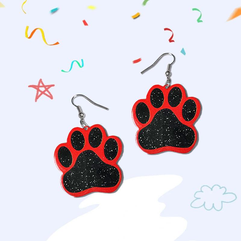 Cute cat paw pendant earrings cartoon pet footprint earrings women's jewelry gifts, earrings