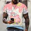 Letní Pánská Trička s Krátkým Rukávem s 3D Kresleným Potiskem Spongeboba s Kulatým Výstřihem