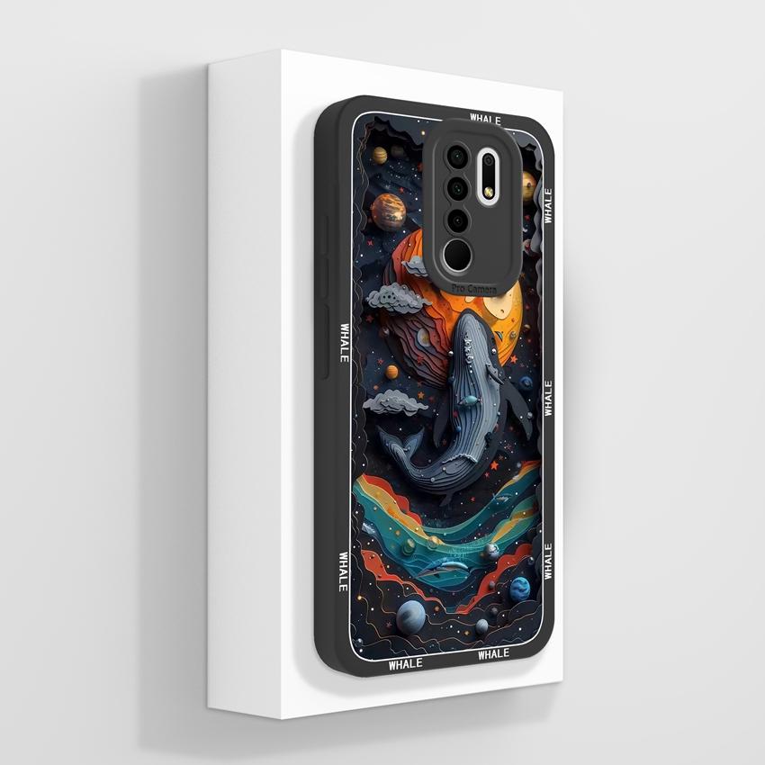 For Xiaomi Poco M2 M3 M4 M6 M7 Pro M5 M5S Mysterious Whale Phone Cases Camera Protection Liquid Silicone Anti Fall Protection Covers For Xiaomi Casing