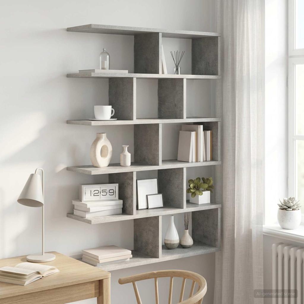 Wall Shelf Concrete Grey 70 X 20 X 100 Cm Engineered Wood