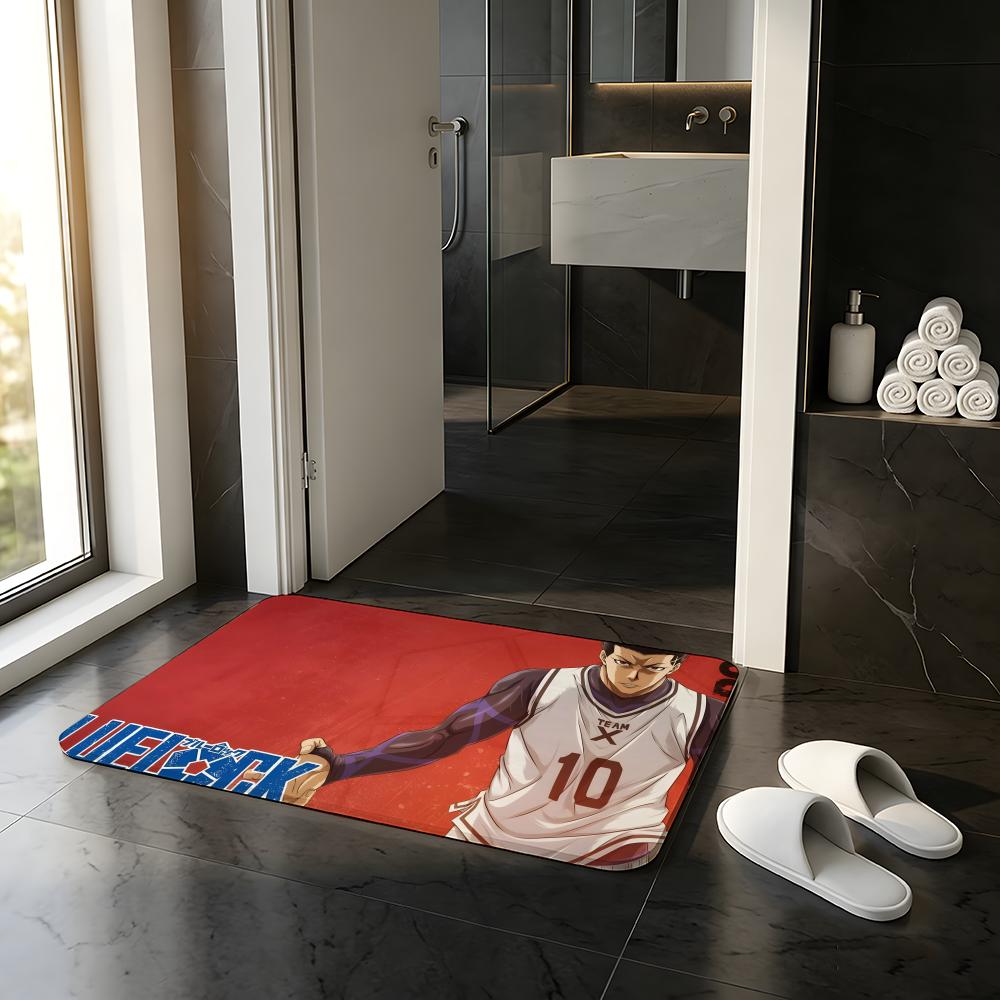 ANIME B-Blue Lock Floor Mat Absorbent Floor Mat Non-Slip Entrance Rug for Bathrooms Restrooms and Toilets