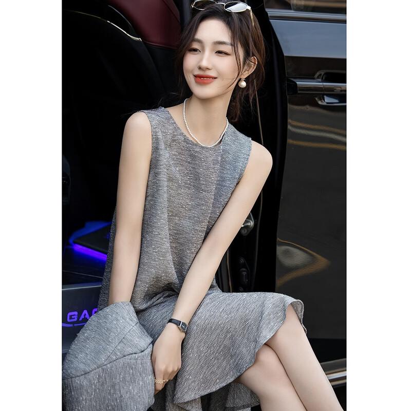 Demana Sleeveless A-line Ruffle Knit Dress M