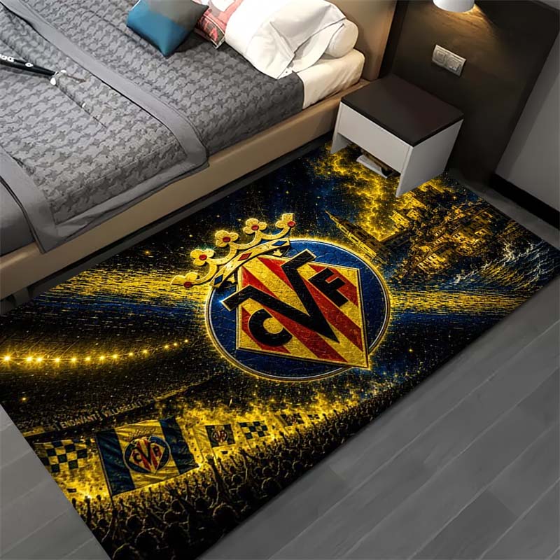 Villarreal Football Club Badge Print Area Rug Non‑Slip Floor Mat Home Decor