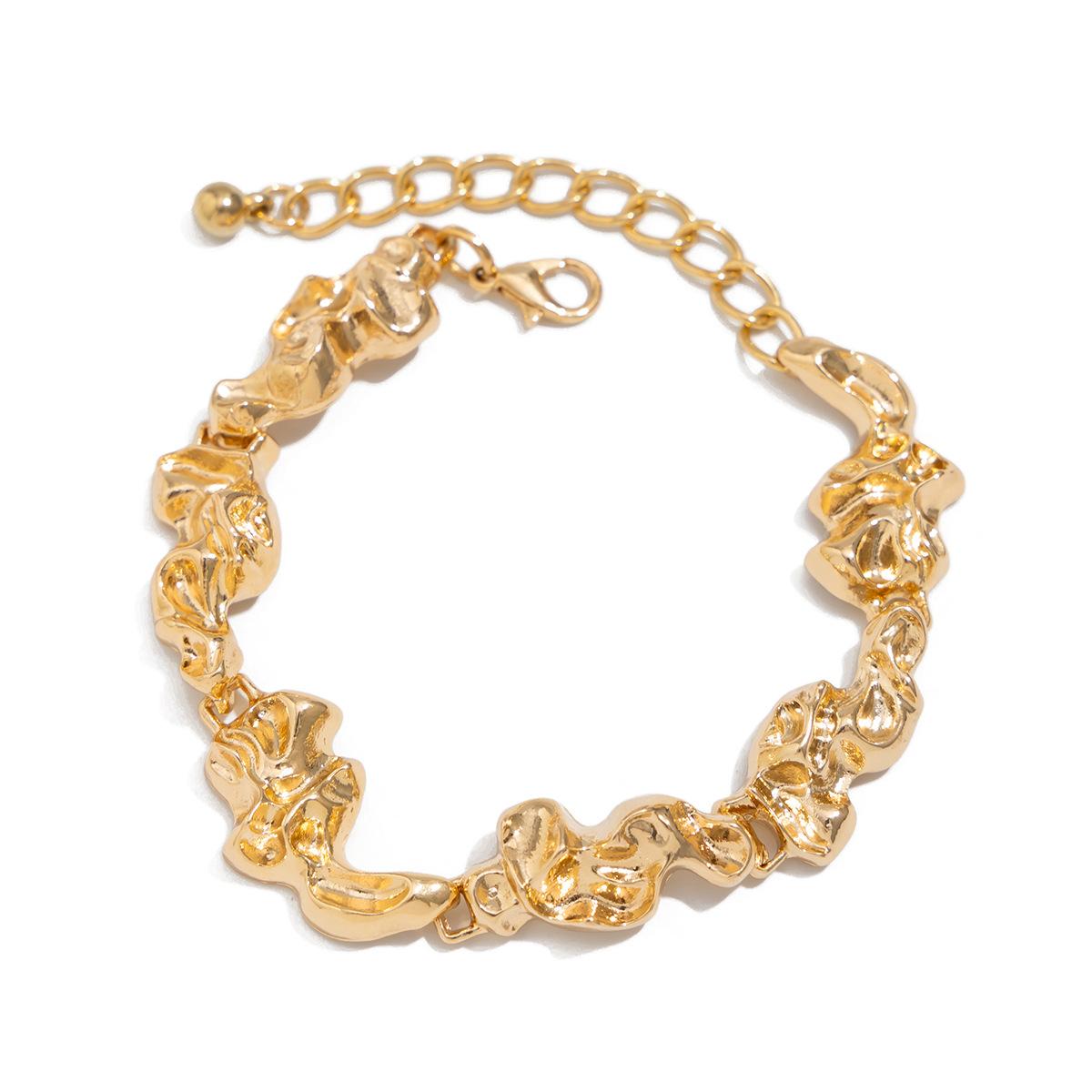 Wind Liquid Lava Metal Pleated Necklace, Fashionable Geometric Irregular Chain Collarbone Necklace