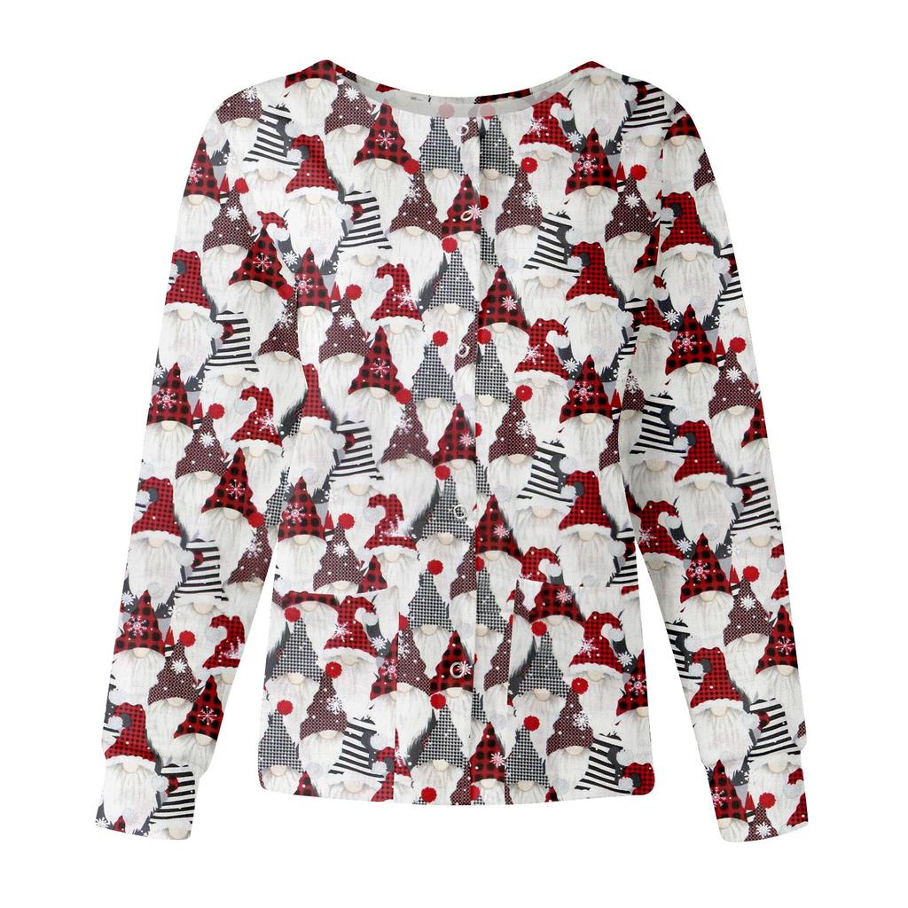 Damskie bluzki z długim rękawem, kieszeniami, stójką, jednorzędowymi kombinezonami ochronnymi, kurtka Top Christmas