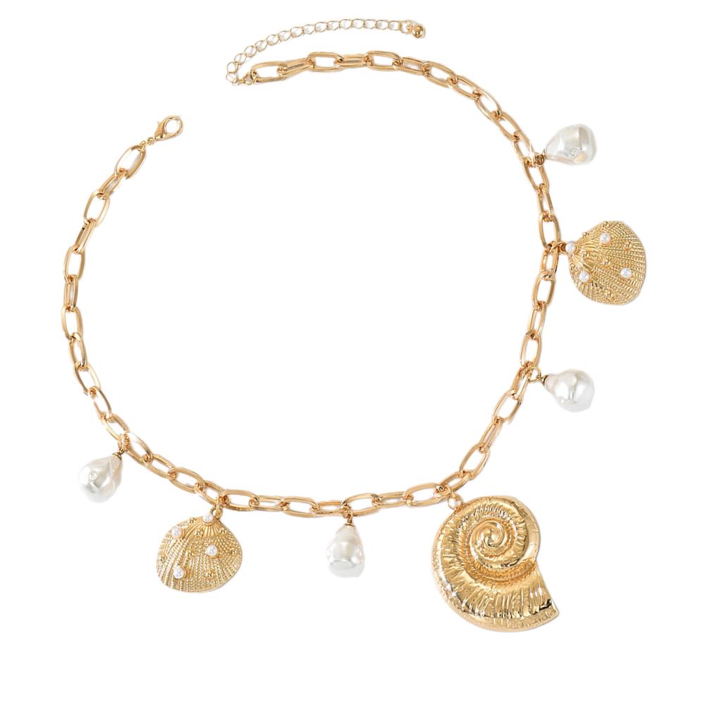 Bohemian Pearl Shell Pendant Necklace Adjustable Beach Jewelry Fashion Layered Chain For Women Vacation Layering Piece