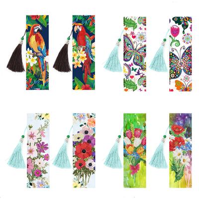 Delicate Lovely Diy Diamond  Painting  Tassel  Bookmark Butterflies Flower Theme Beaded Bookmarks Material Package Craft Supplies
