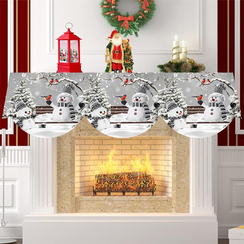 Christmas Mantel Scarf Winter Wonderland Snowman Fireplace Scarf Christmas Decorations for Home 2026 Xmas Navidad Gifts New Year