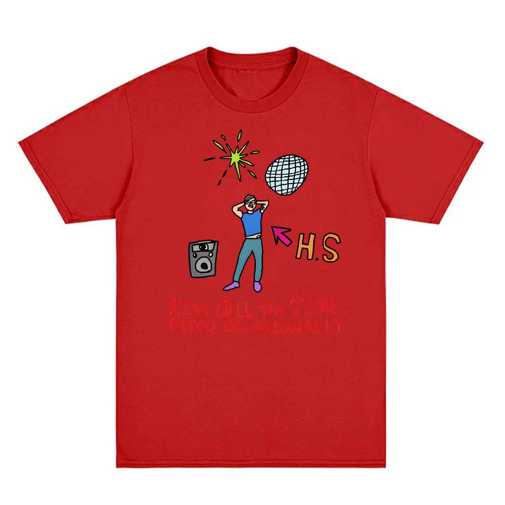 

Kiss All The Time Disco Occasionally Unisex classic Classic T-Shirt HarryStyle 100%Cotton Tshirt Roupas Femininas Anime Clothing XS червоний