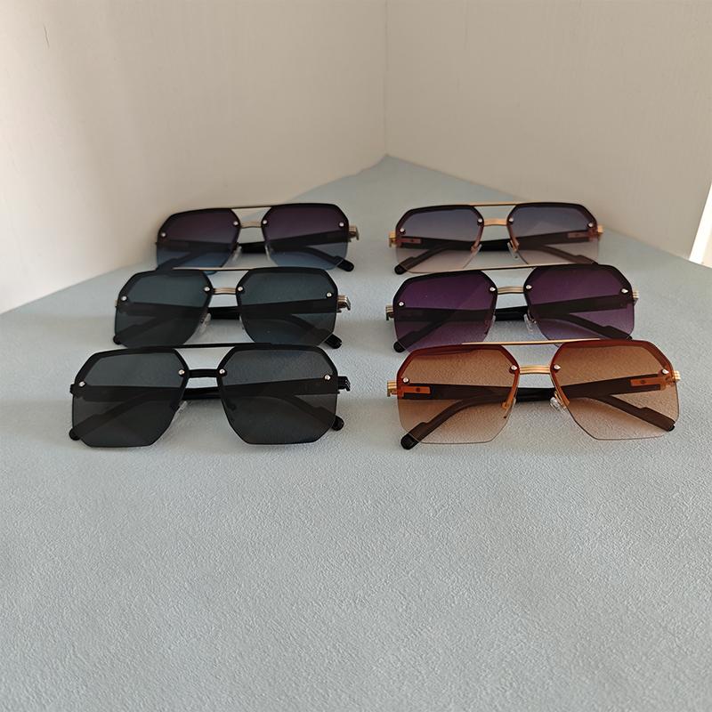 

6Pieces/Set Of Sunglasses Big Frame Double Bridges Half Frames Sun Glasses Men Women Trendy Outdoor Photography Accessory As picture