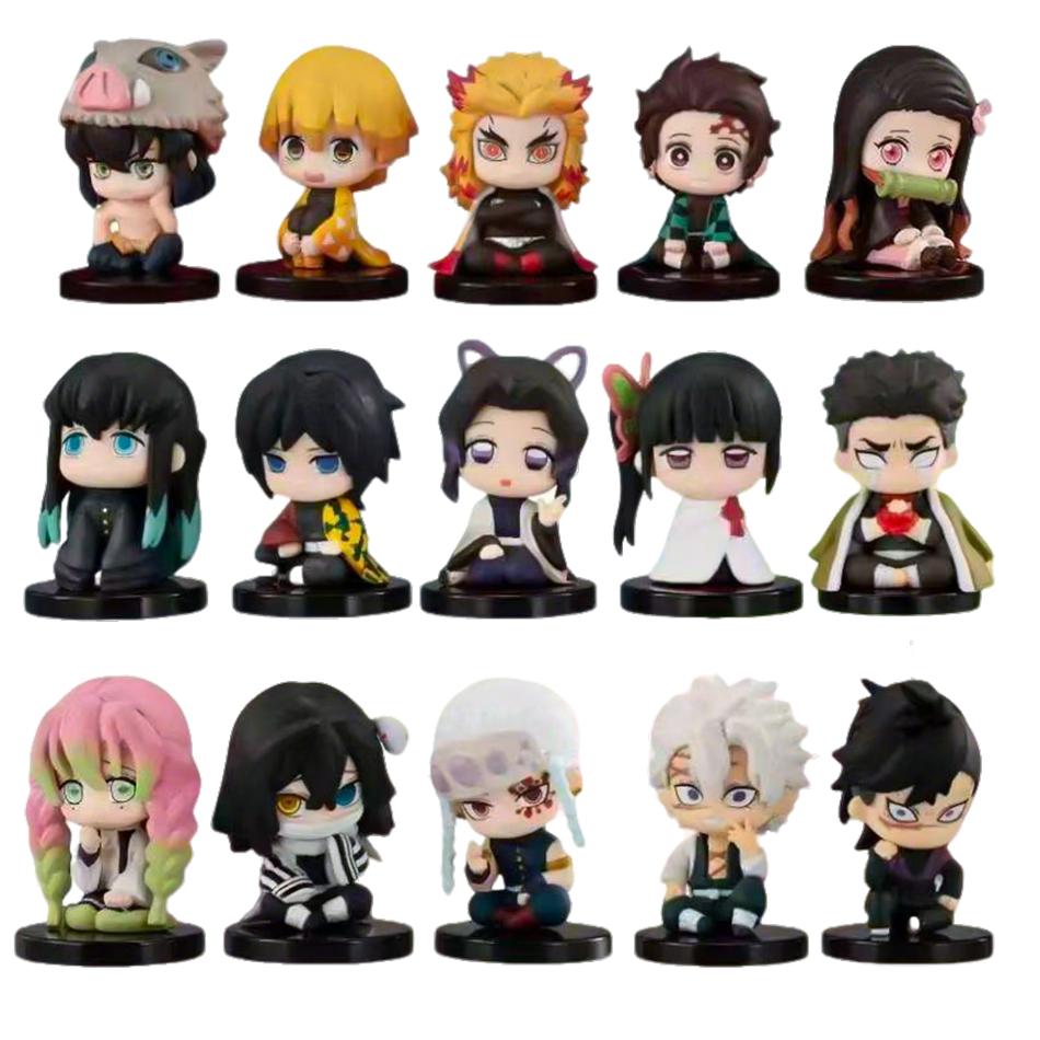 Anime Ornament Kimetsu No Yaiba Figure Q Version 5cm Nezuko Tanjirou Mitsuri Shinobu Zenitsu Kyoujurou Action Figural Model Gift