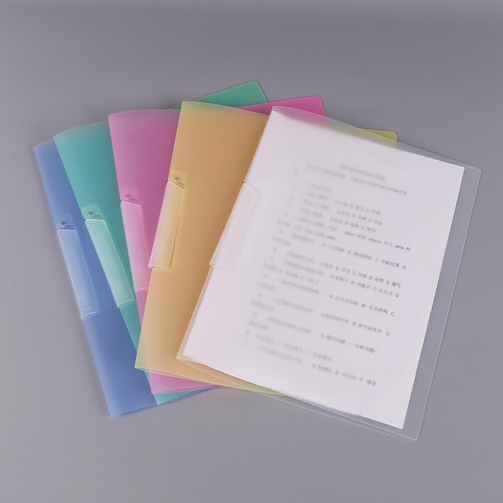 A4 Transparent Side-Opening Rotary Folder with Pull-Rod Clip